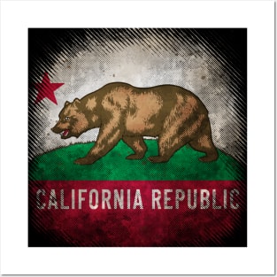 California Republic Flag (vintage Grunge Style) #3 Posters and Art